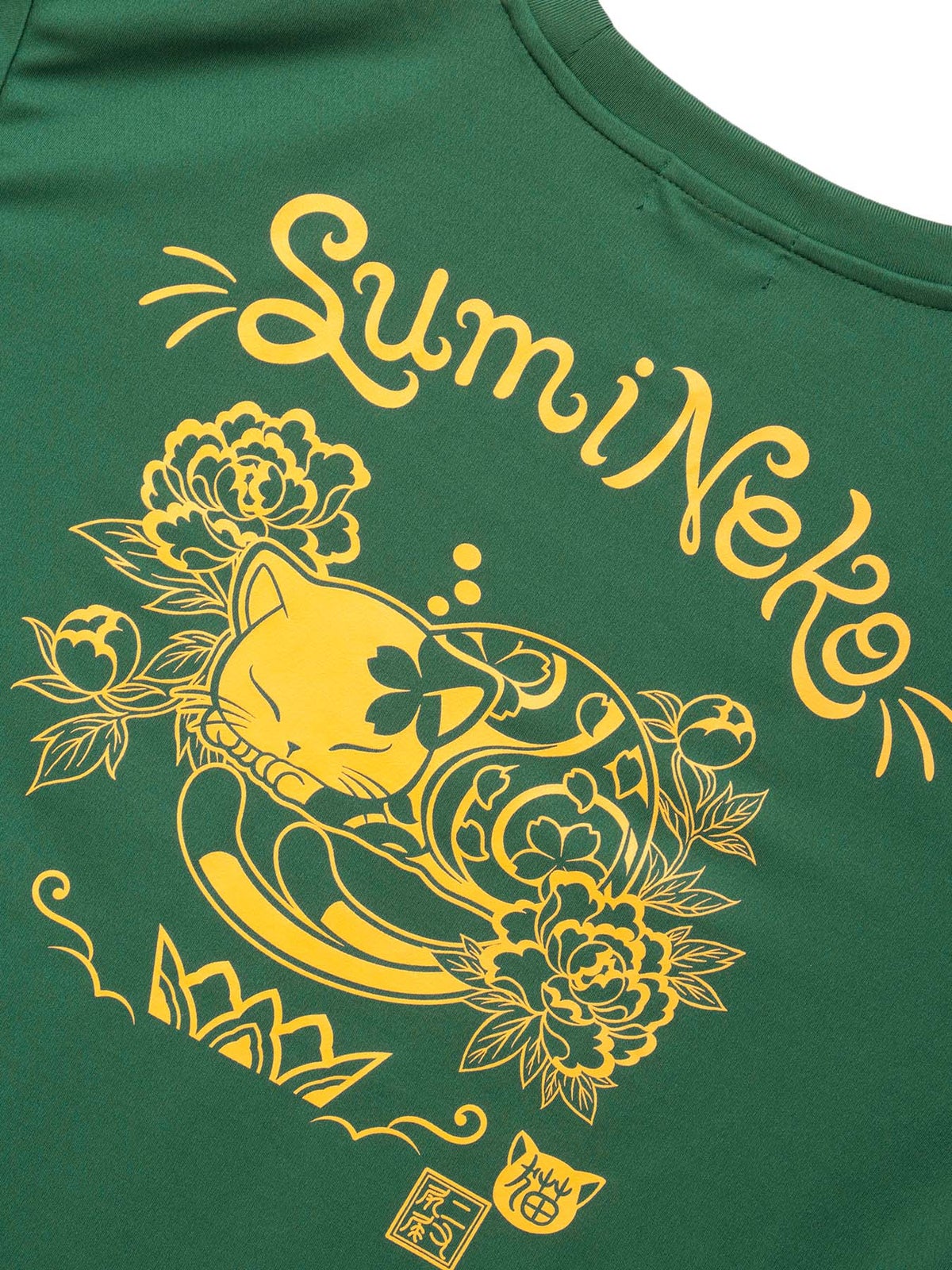 【SUMINEKO】“眠り墨猫”プリントDRY素材Tシャツ