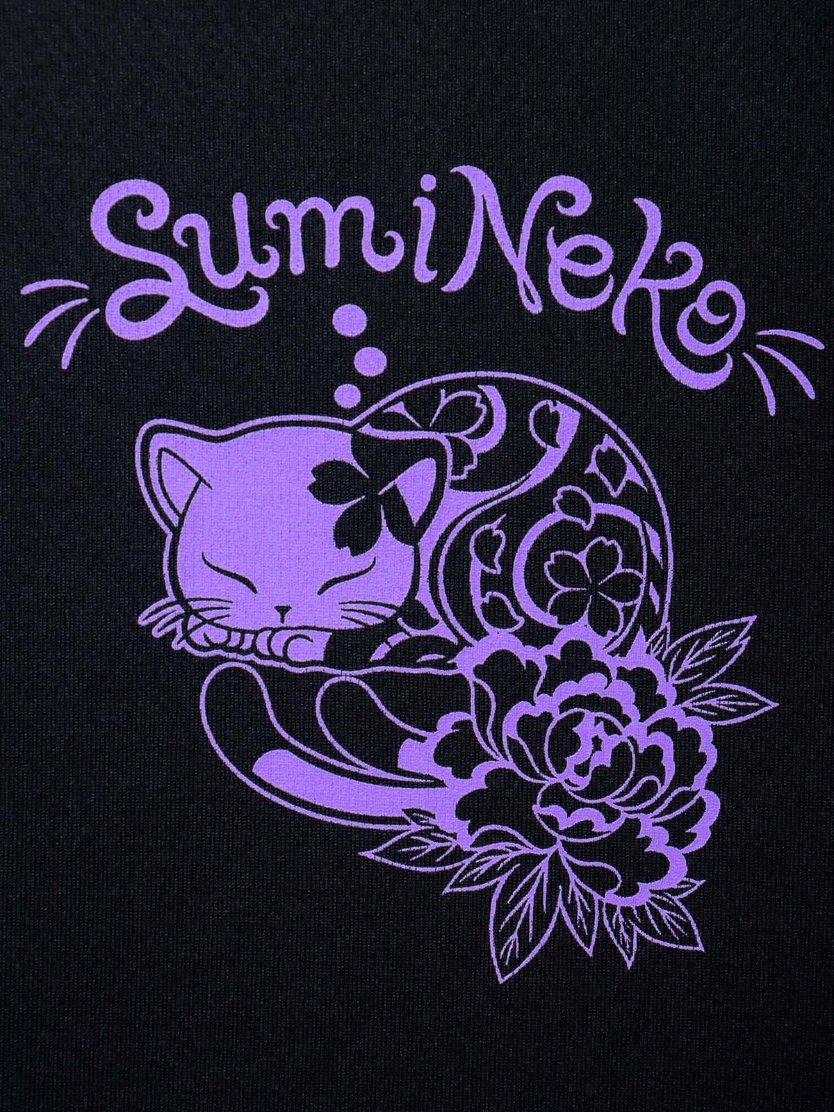 【SUMINEKO】“眠り墨猫”プリントDRY素材Tシャツ