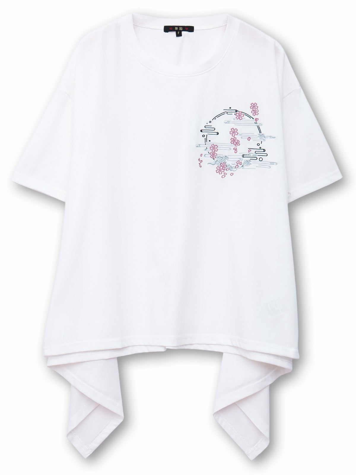  【雅結】桜刺繍イレヘムTシャツ