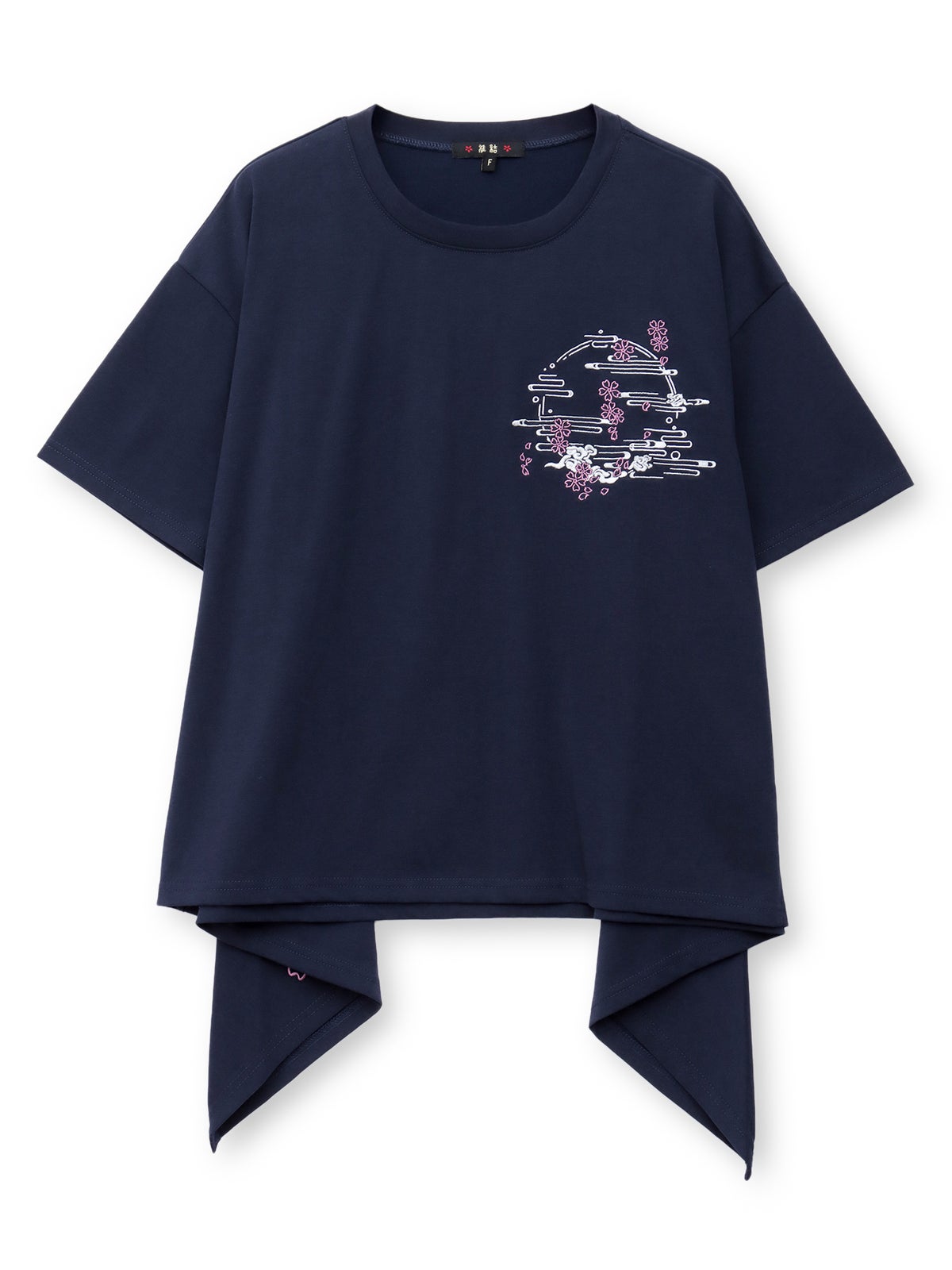  【雅結】桜刺繍イレヘムTシャツ