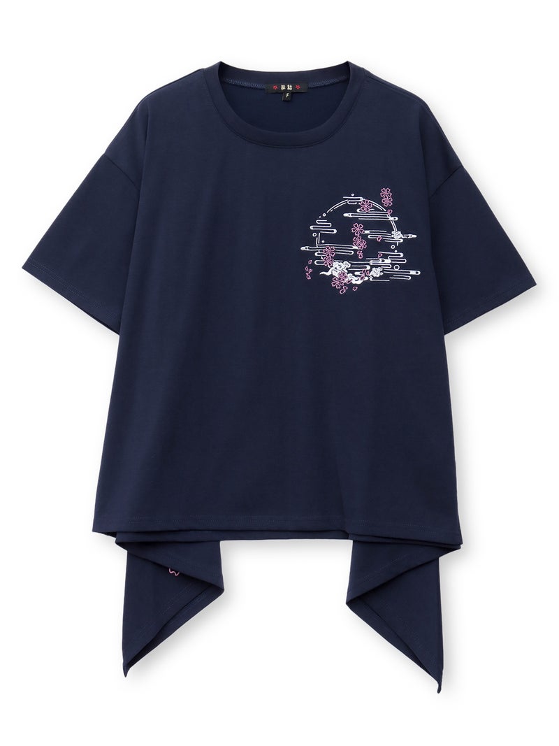  【雅結】桜刺繍イレヘムTシャツ