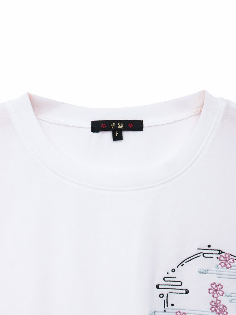  【雅結】桜刺繍イレヘムTシャツ