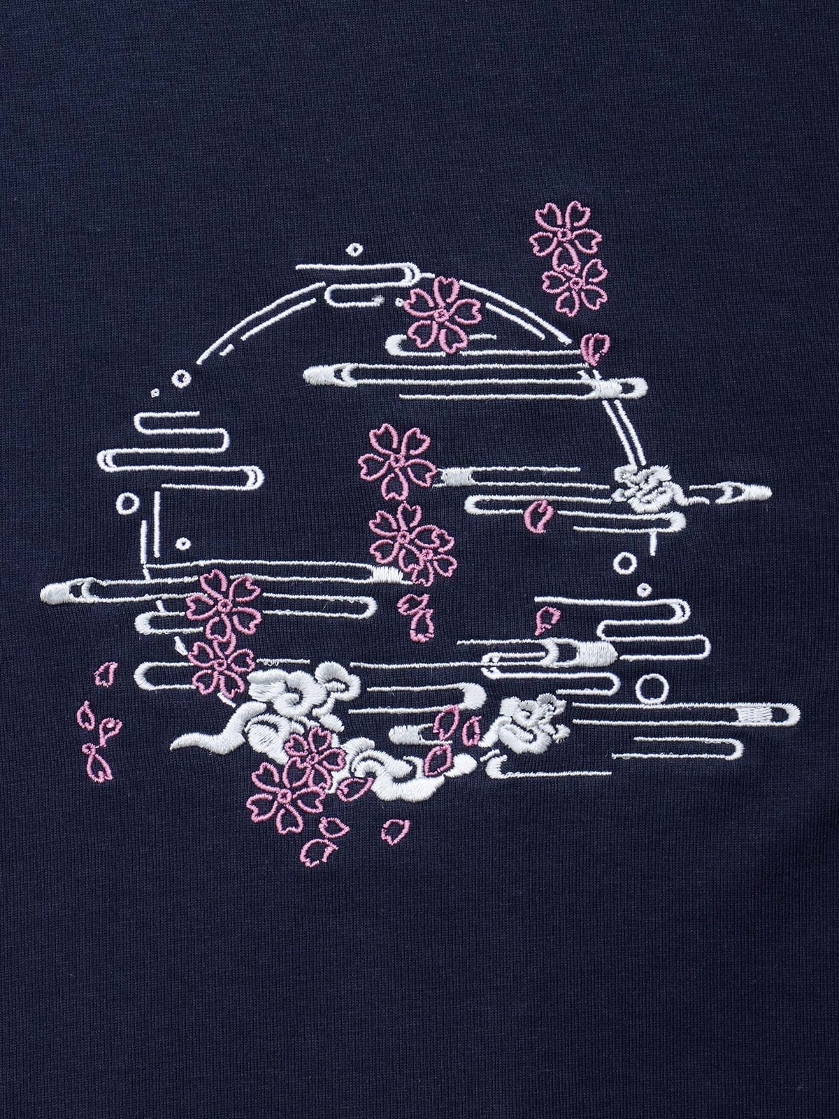 【雅結】桜刺繍イレヘムTシャツ