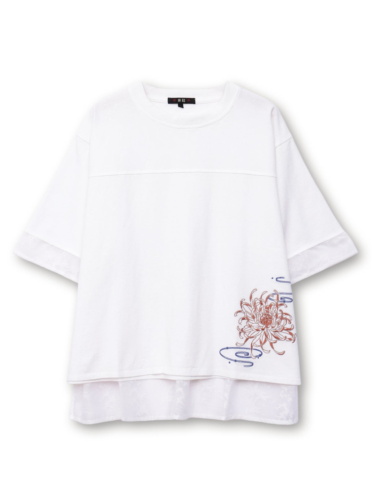  【雅結】菊流水 刺繍入りTシャツ