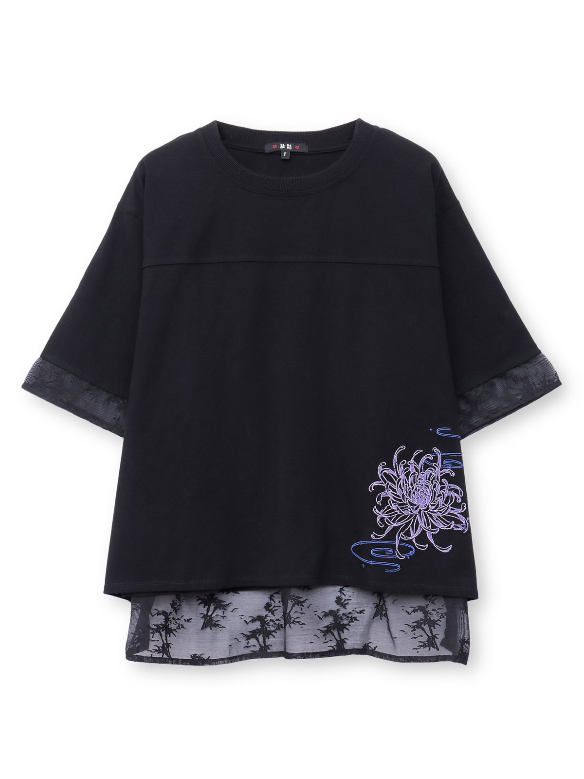  【雅結】菊流水 刺繍入りTシャツ
