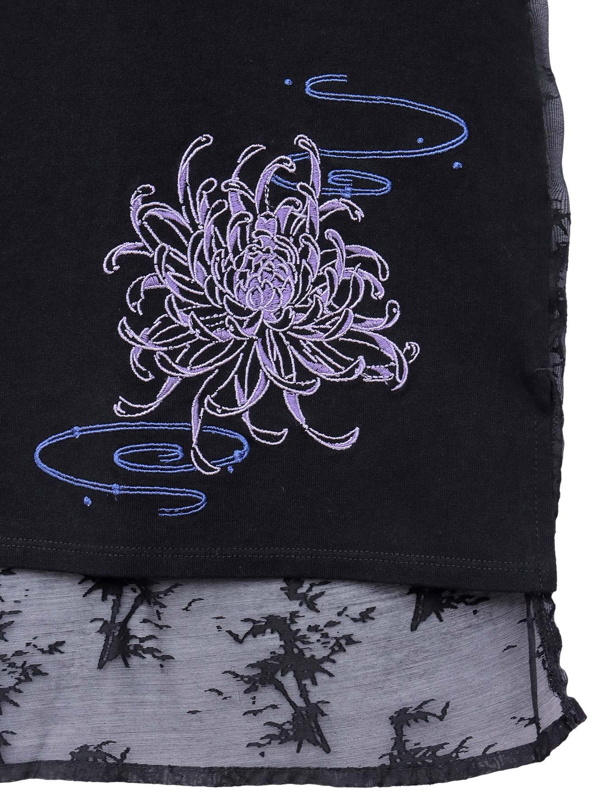  【雅結】菊流水 刺繍入りTシャツ