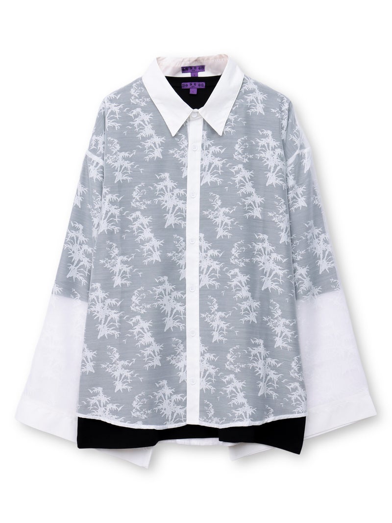 【雅結-EN-】竹柄着物袖レースシャツアンサブル