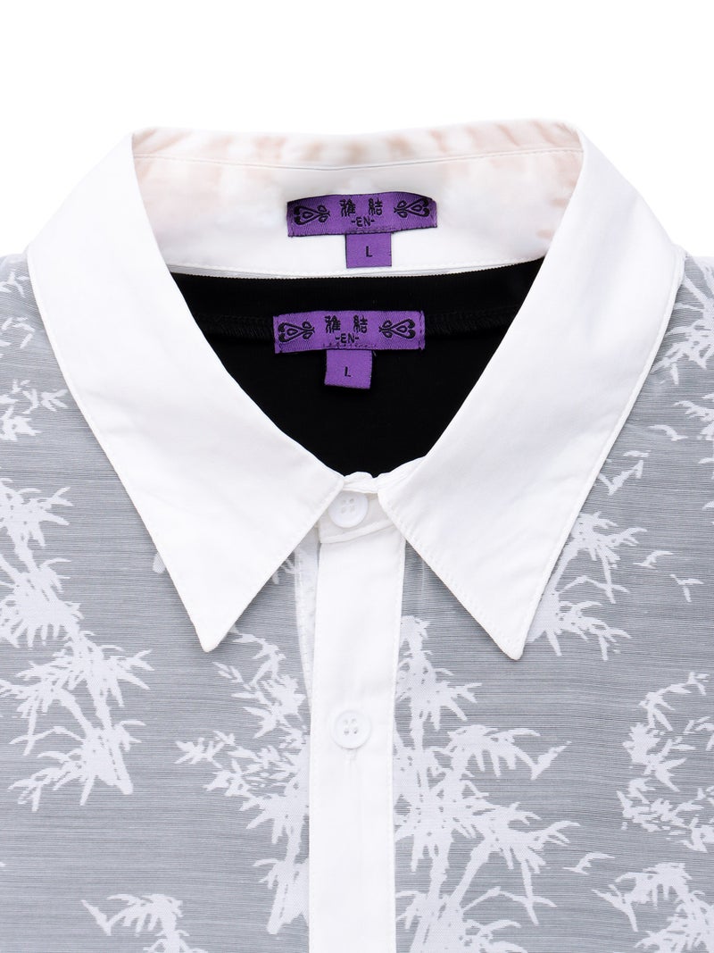 【雅結-EN-】竹柄着物袖レースシャツアンサブル