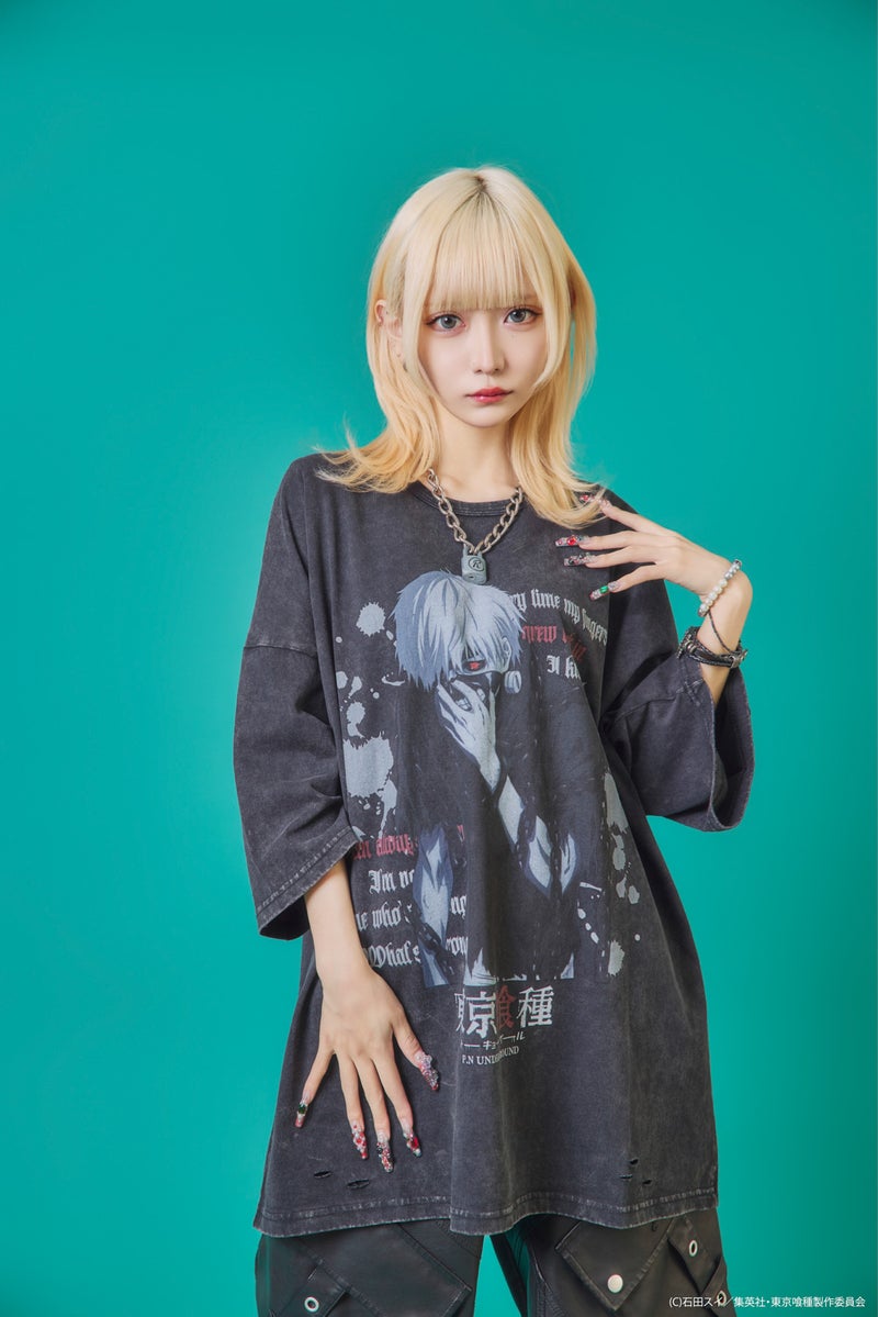  【P.N UNDERGROUND×東京喰種】“金木研”ダメージTシャツ