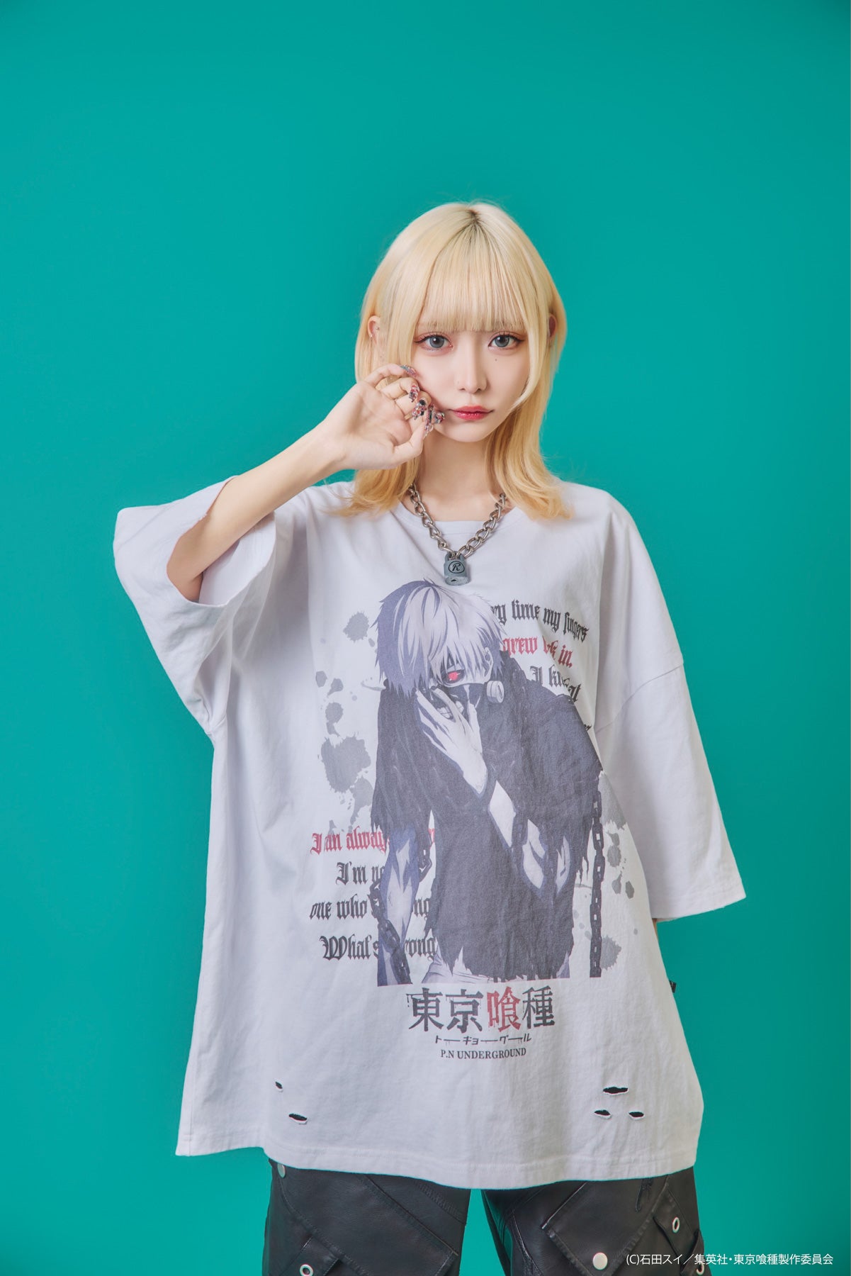 P.N UNDERGROUND×東京喰種】“金木研”ダメージTシャツ | 流儀圧搾