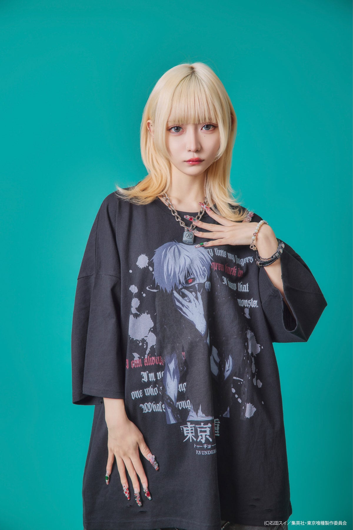  【P.N UNDERGROUND×東京喰種】“金木研”ダメージTシャツ