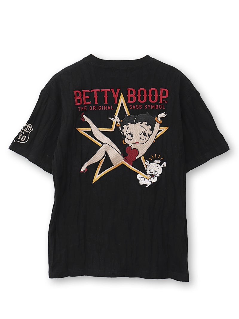 【BETTY BOOP】“ベティ＆パジー”刺繍入りジャガードTシャツ