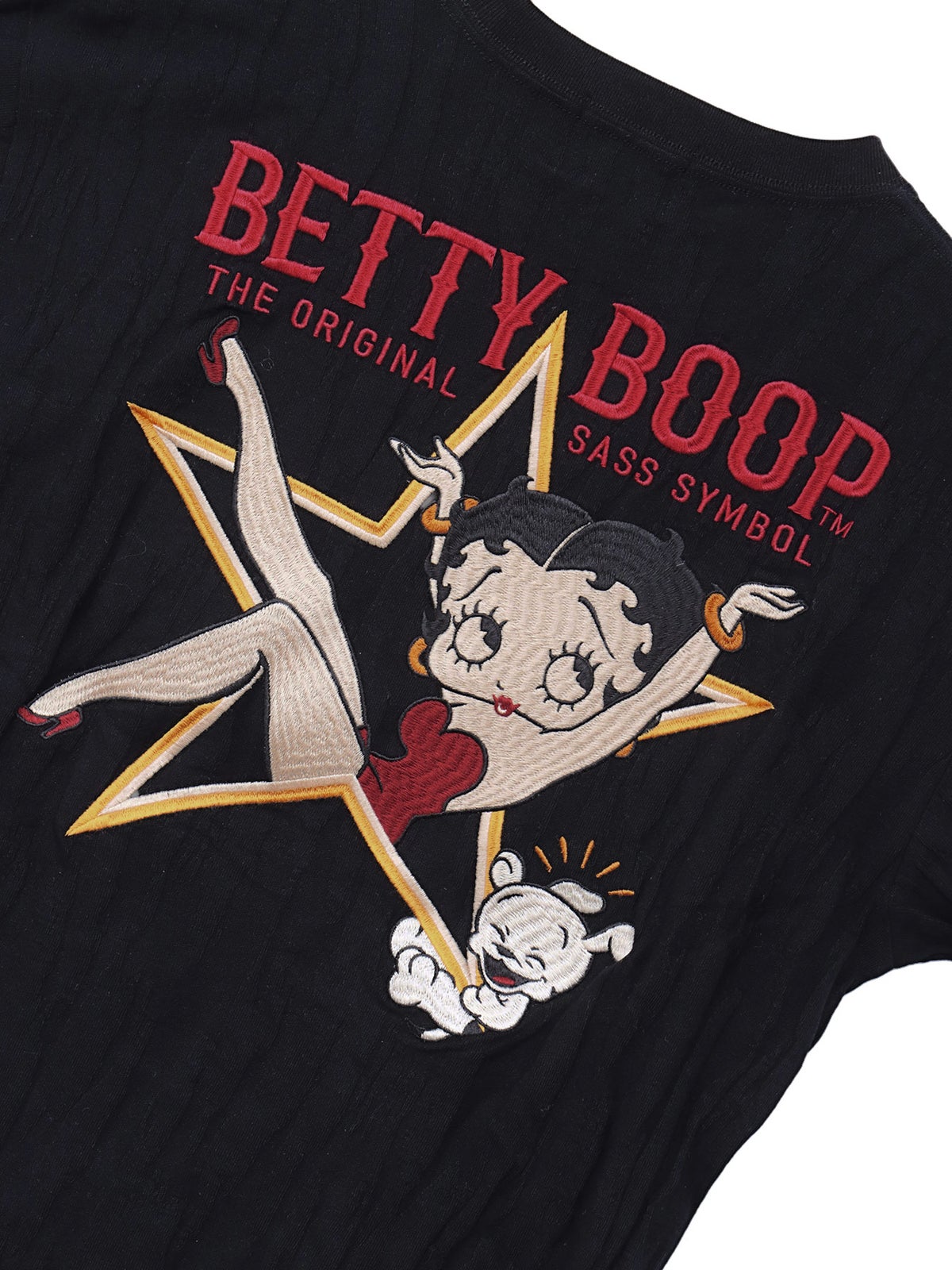 【BETTY BOOP】“ベティ＆パジー”刺繍入りジャガードTシャツ
