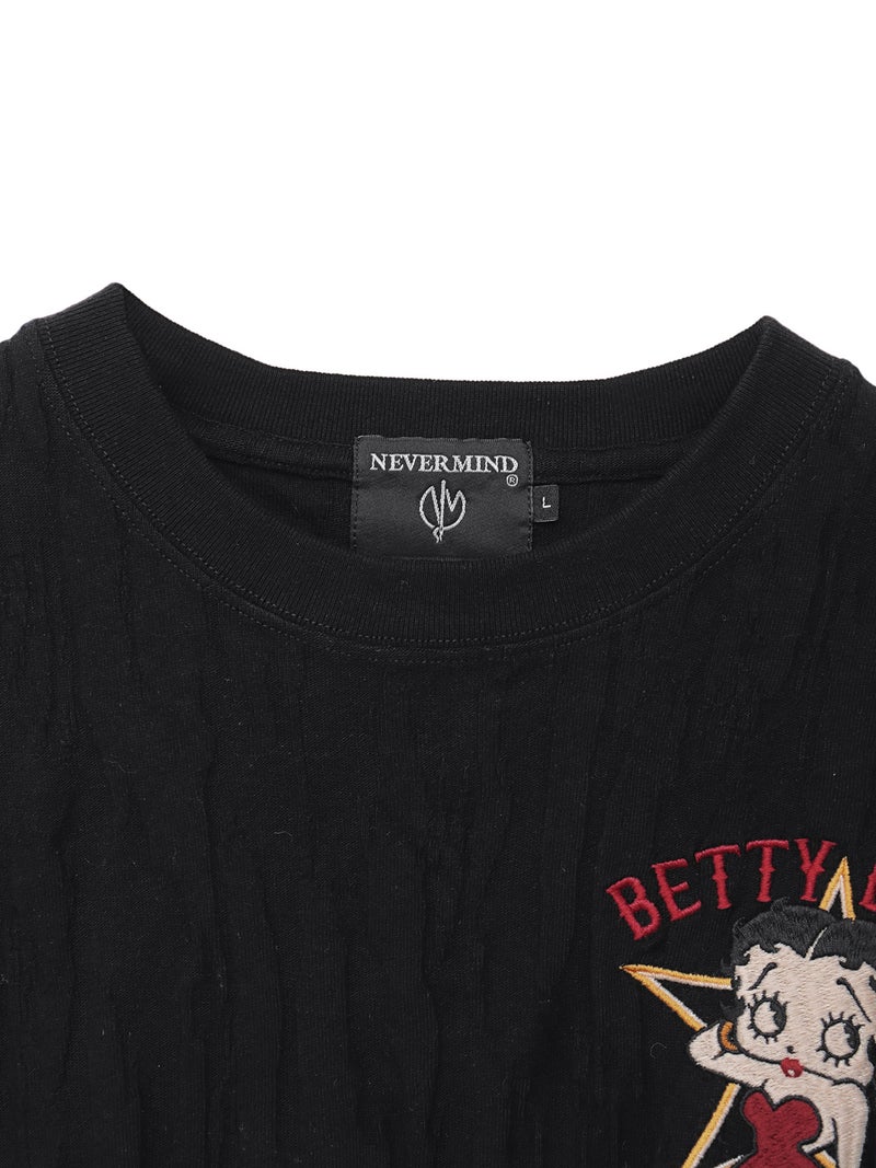 【BETTY BOOP】“ベティ＆パジー”刺繍入りジャガードTシャツ
