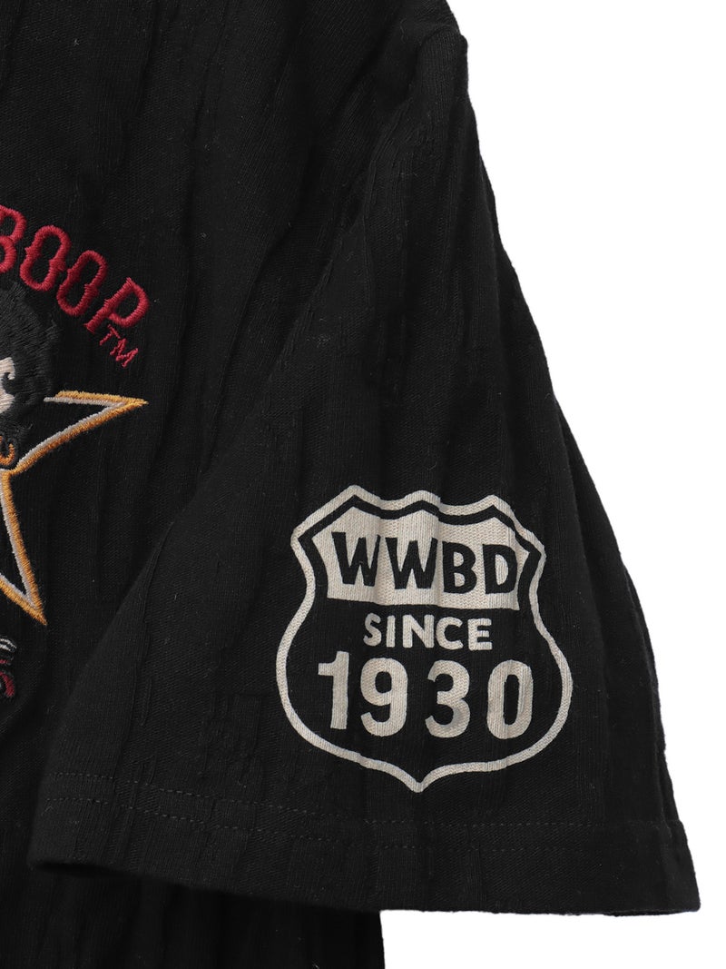 【BETTY BOOP】“ベティ＆パジー”刺繍入りジャガードTシャツ