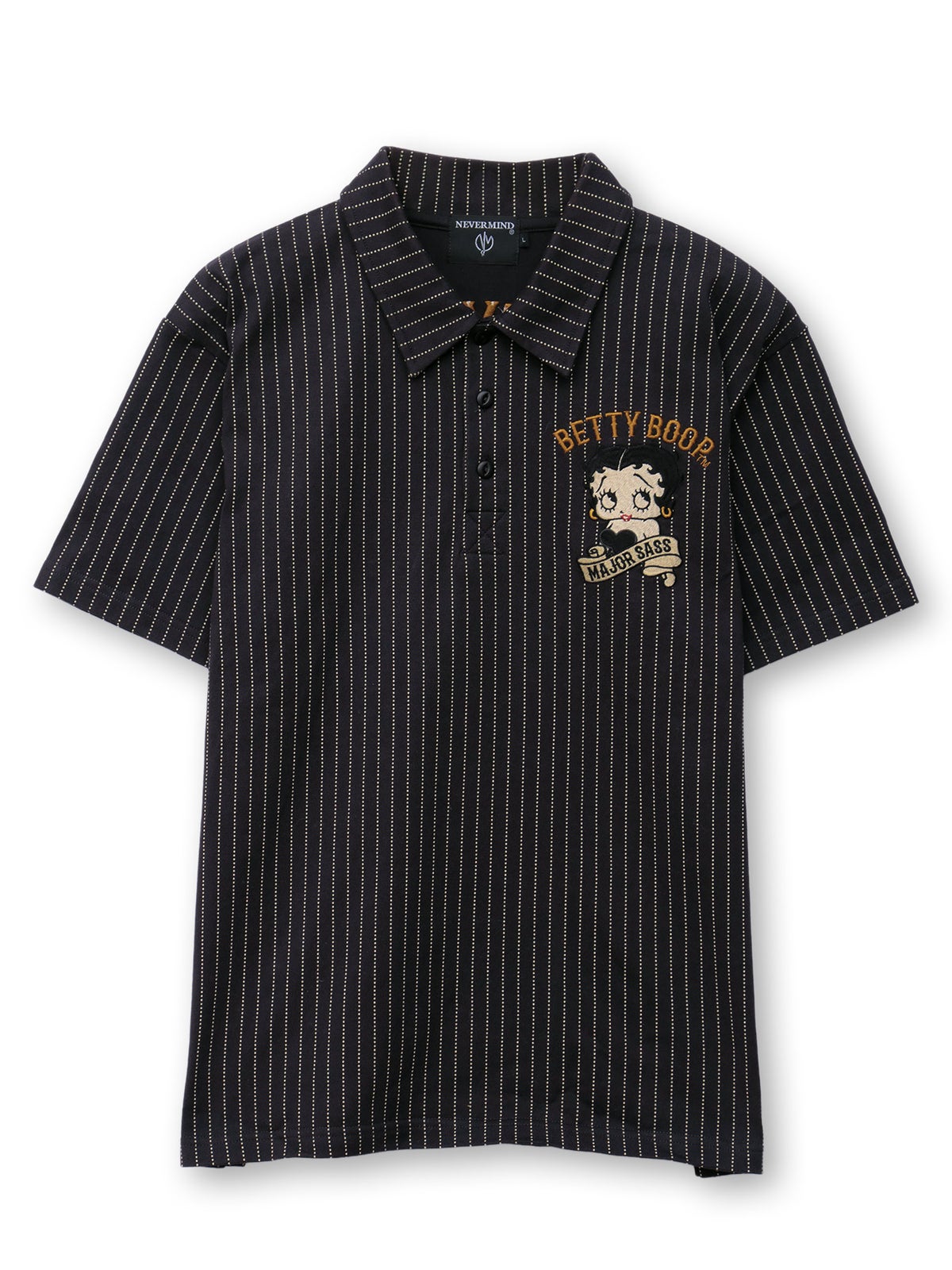 【BETTY BOOP】“ウィングベティ”刺繍入り半袖ポロシャツ