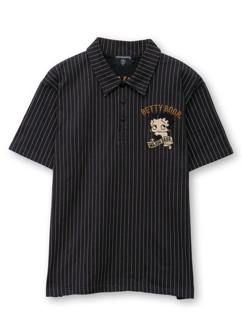 【BETTY BOOP】“ウィングベティ”刺繍入り半袖ポロシャツ