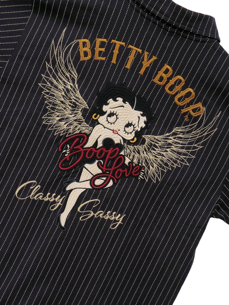 【BETTY BOOP】“ウィングベティ”刺繍入り半袖ポロシャツ