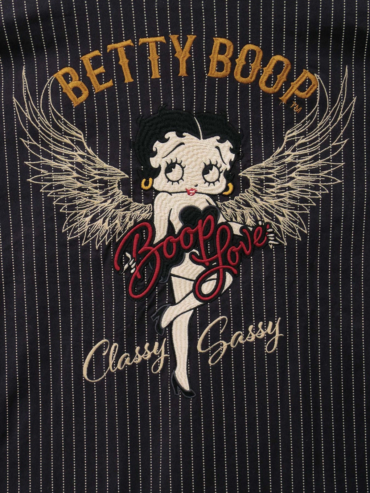 【BETTY BOOP】“ウィングベティ”刺繍入り半袖ポロシャツ