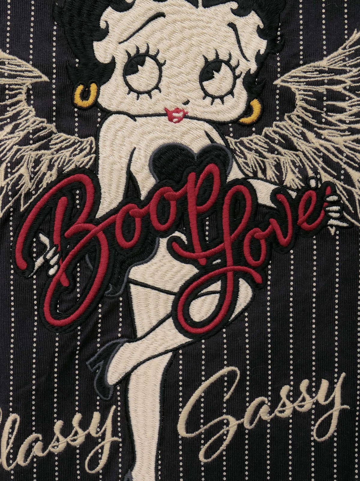 【BETTY BOOP】“ウィングベティ”刺繍入り半袖ポロシャツ