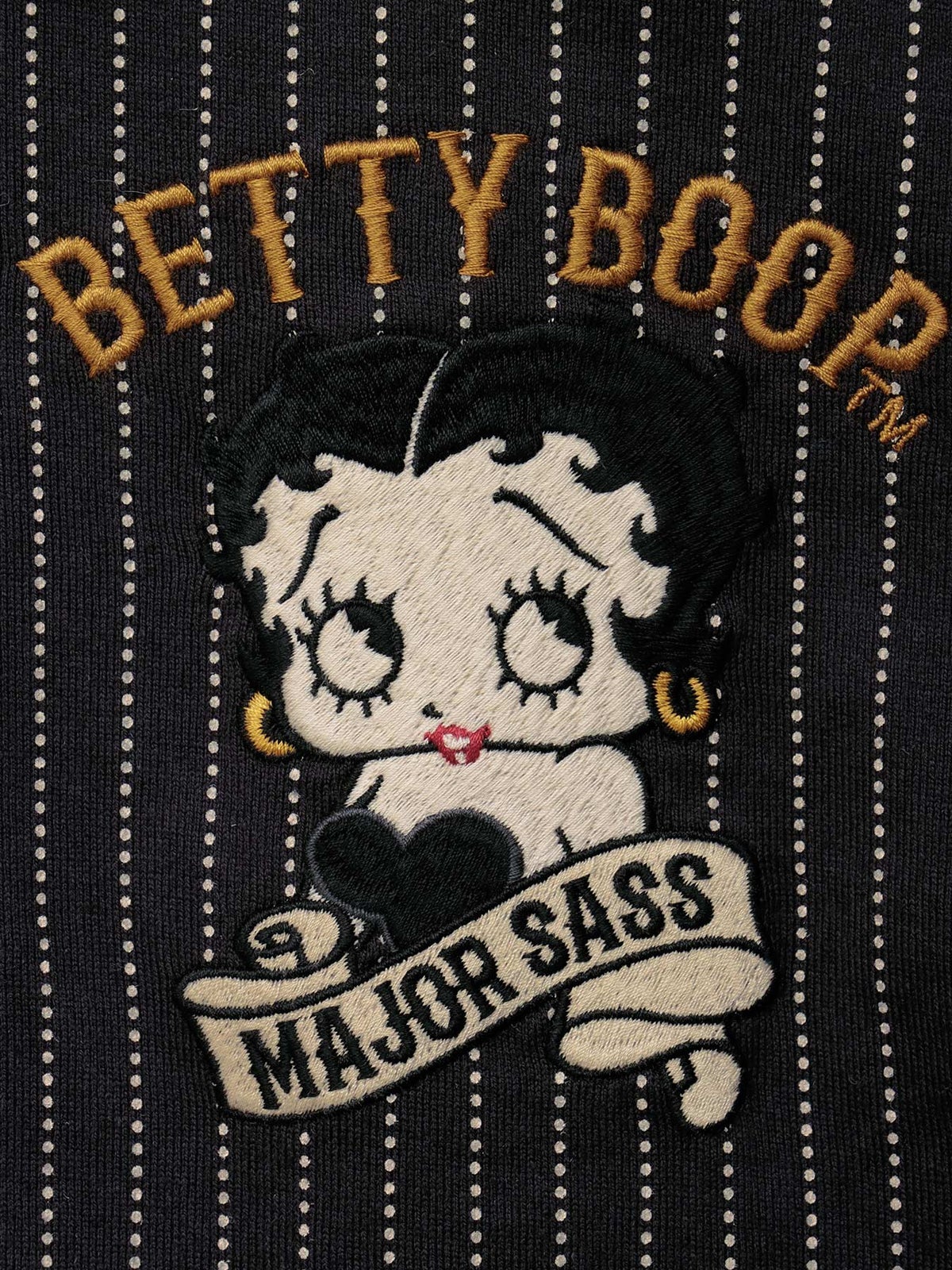 【BETTY BOOP】“ウィングベティ”刺繍入り半袖ポロシャツ