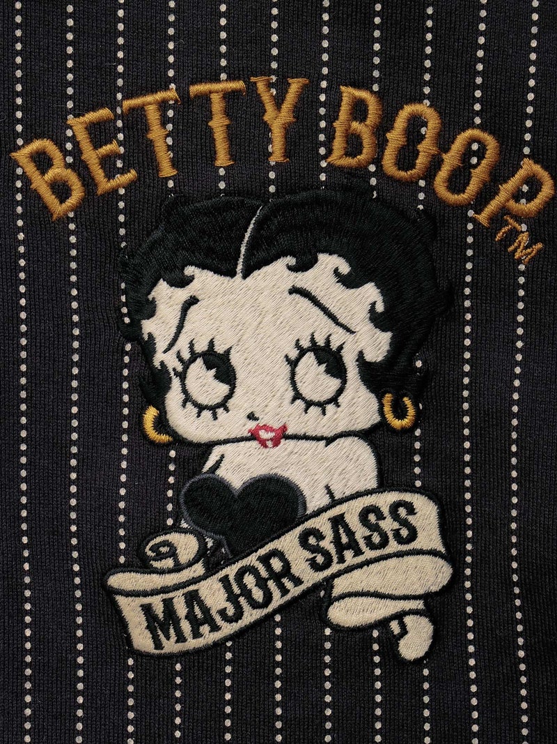 【BETTY BOOP】“ウィングベティ”刺繍入り半袖ポロシャツ