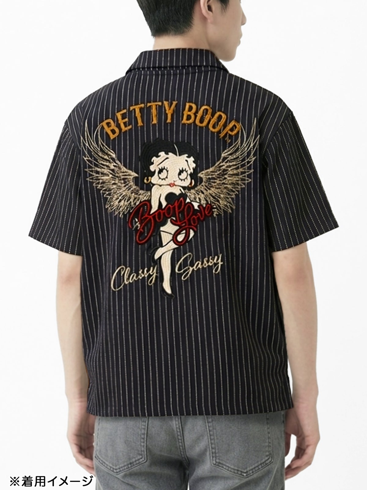 【BETTY BOOP】“ウィングベティ”刺繍入り半袖ポロシャツ
