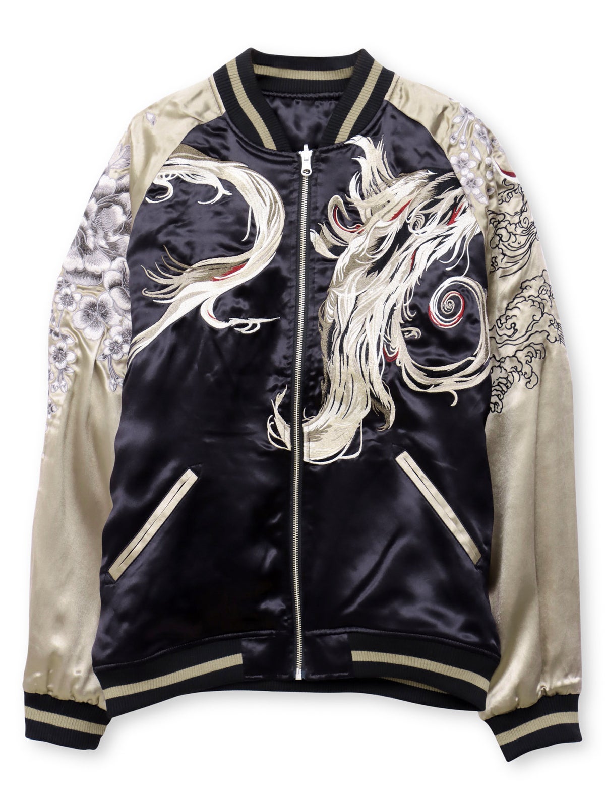 【絡繰魂・粋】“妖気九尾”総刺繍リバーシブルスカジャン