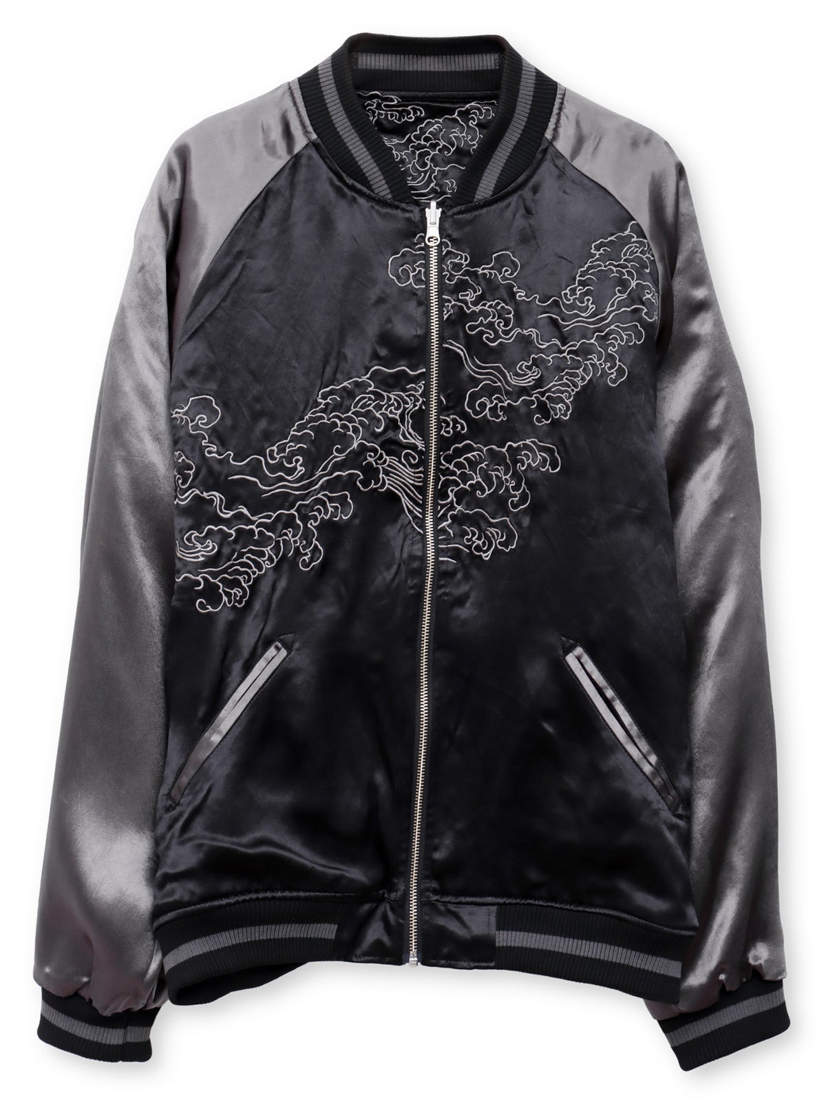 【絡繰魂・粋】“妖気九尾”総刺繍リバーシブルスカジャン