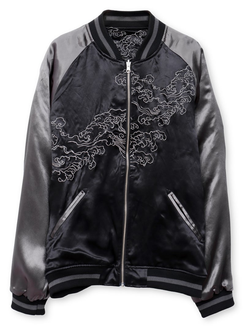 【絡繰魂・粋】“妖気九尾”総刺繍リバーシブルスカジャン