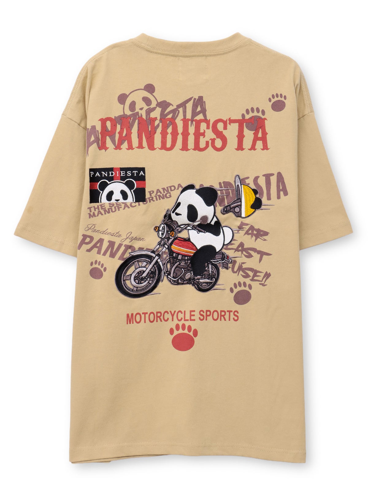【PANDIESTA JAPAN】“ツーリングパンダ”刺繍入りTシャツ