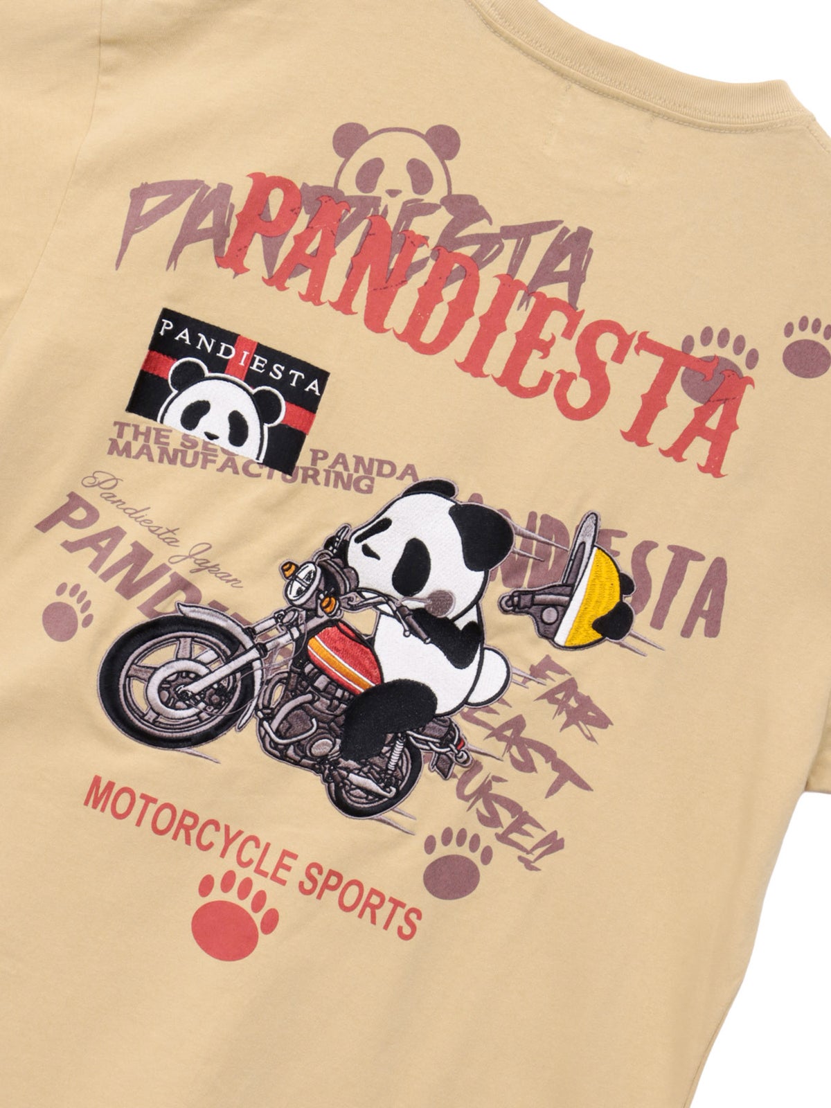 【PANDIESTA JAPAN】“ツーリングパンダ”刺繍入りTシャツ