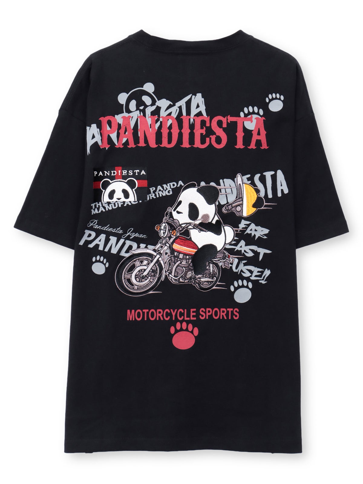 【PANDIESTA JAPAN】“ツーリングパンダ”刺繍入りTシャツ