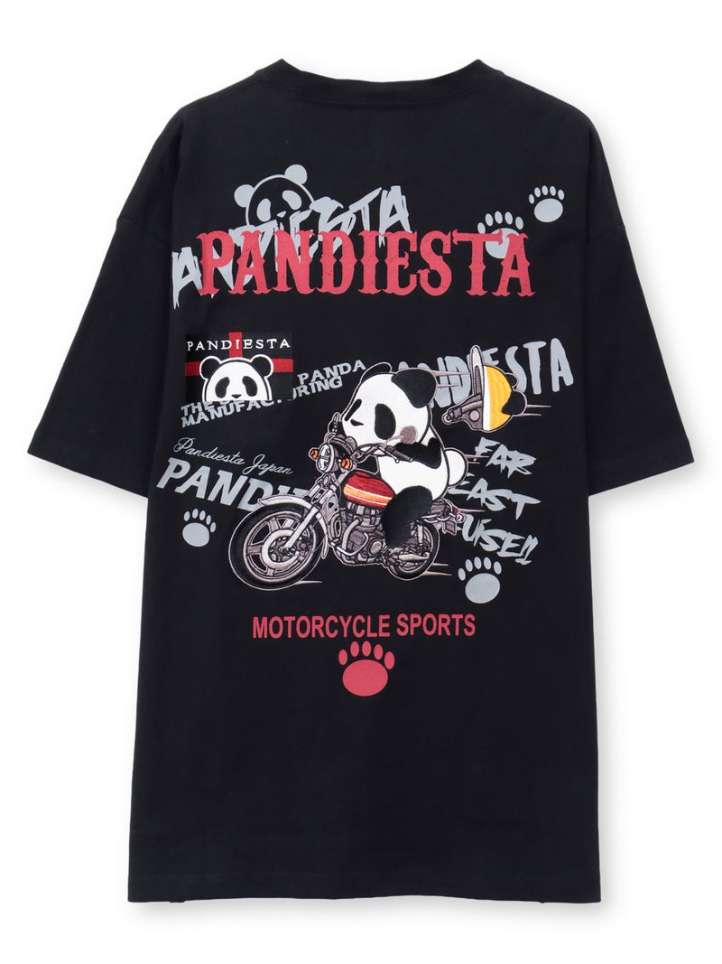 【PANDIESTA JAPAN】“ツーリングパンダ”刺繍入りTシャツ