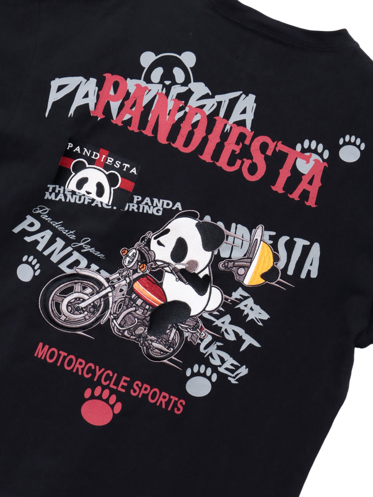 【PANDIESTA JAPAN】“ツーリングパンダ”刺繍入りTシャツ