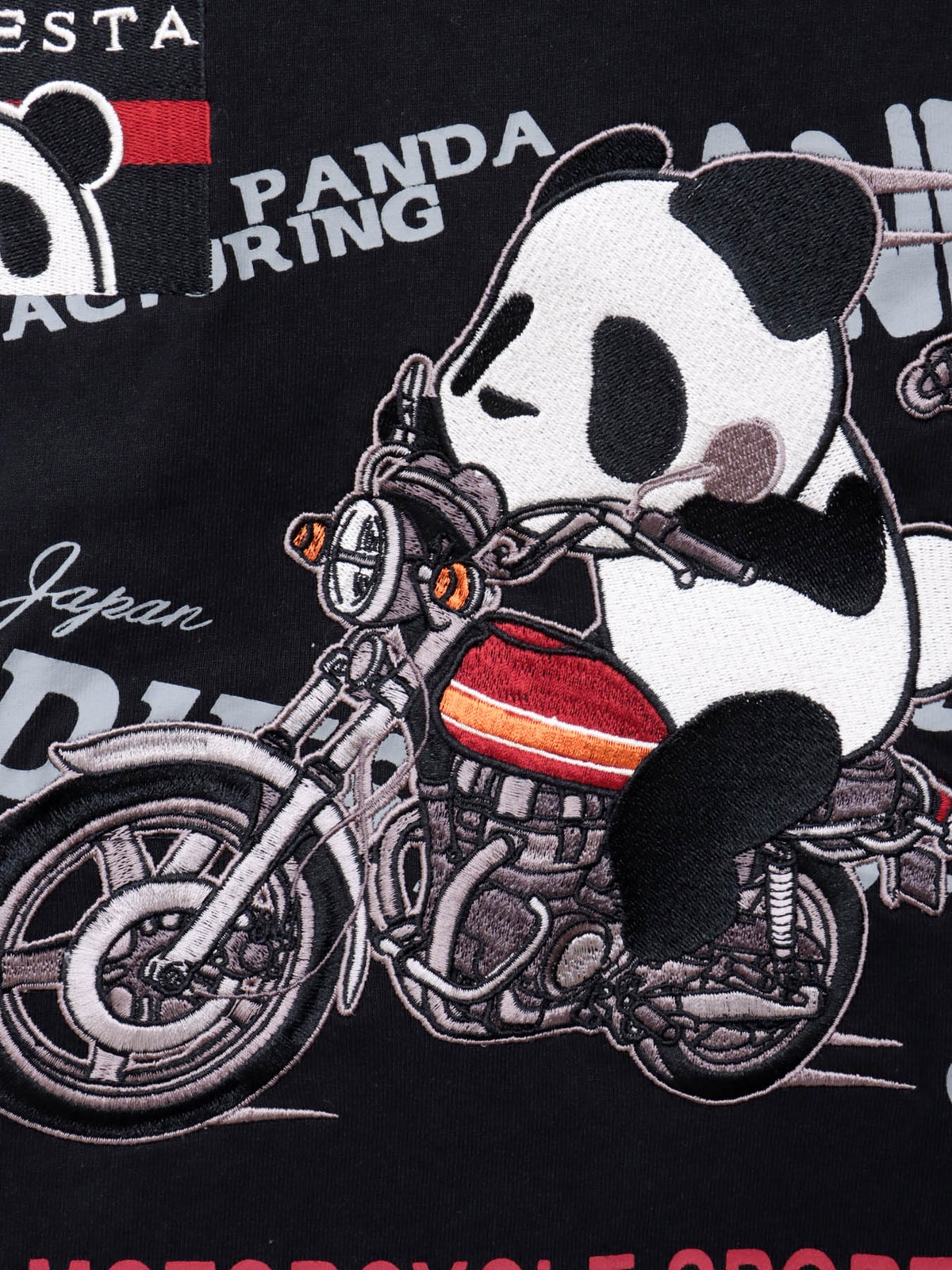【PANDIESTA JAPAN】“ツーリングパンダ”刺繍入りTシャツ