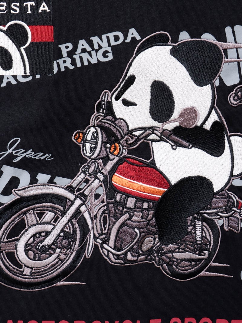 【PANDIESTA JAPAN】“ツーリングパンダ”刺繍入りTシャツ
