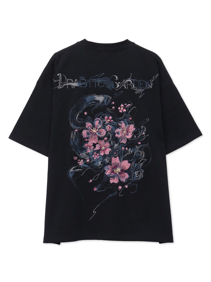 【DRASTIC GARDEN】“煙ノ桜”総刺繍BIGシルエットTシャツ