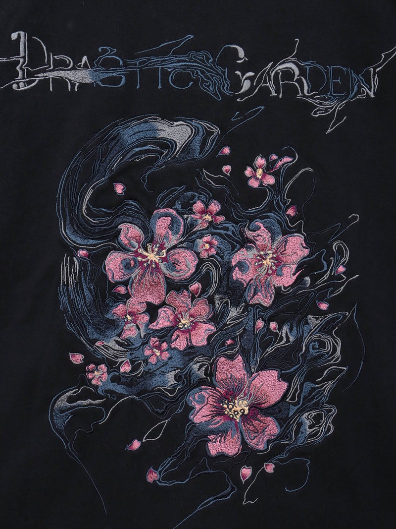 【DRASTIC GARDEN】“煙ノ桜”総刺繍BIGシルエットTシャツ