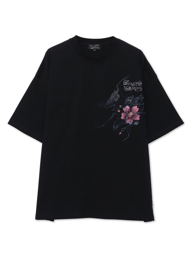 【DRASTIC GARDEN】“煙ノ桜”総刺繍BIGシルエットTシャツ