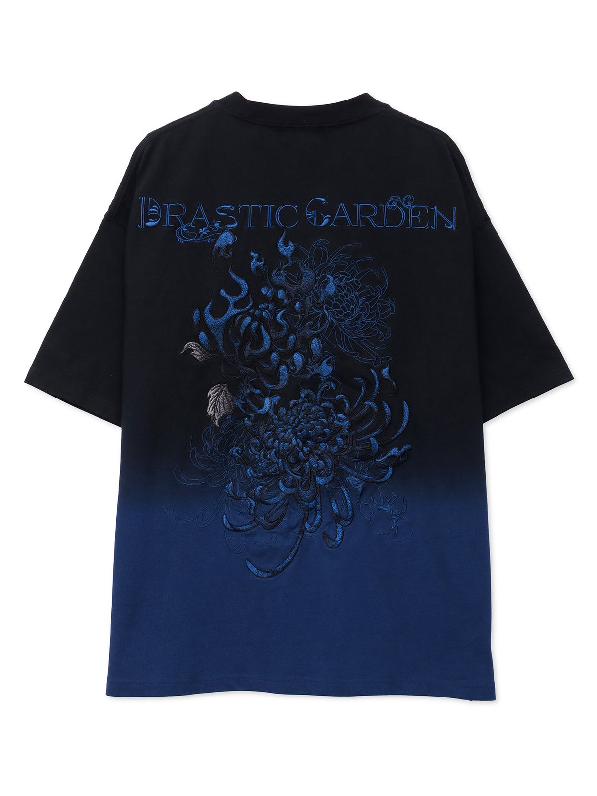 【DRASTIC GARDEN】“火炎ノ菊”総刺繍BIGシルエット段染めTシャツ