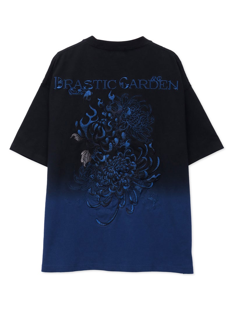 【DRASTIC GARDEN】“火炎ノ菊”総刺繍BIGシルエット段染めTシャツ