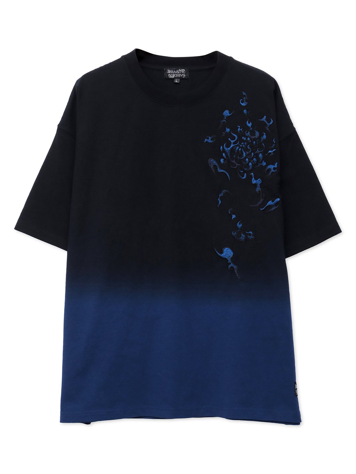 【DRASTIC GARDEN】“火炎ノ菊”総刺繍BIGシルエット段染めTシャツ