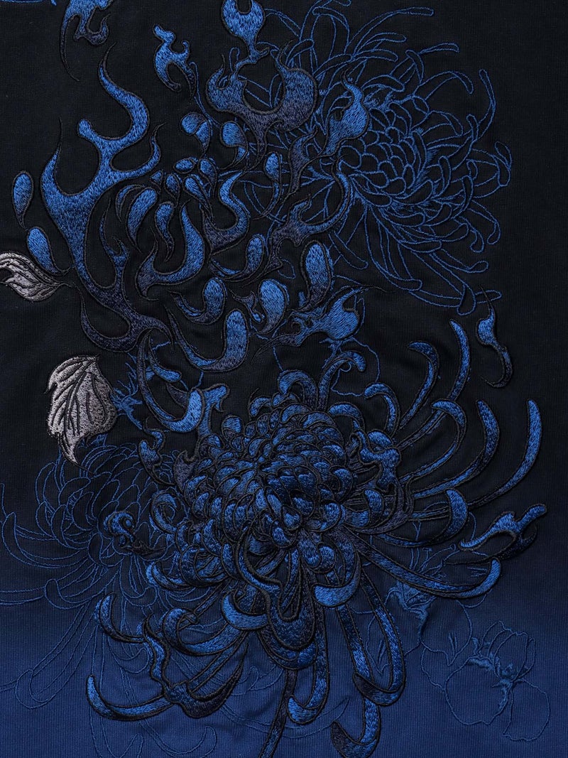 【DRASTIC GARDEN】“火炎ノ菊”総刺繍BIGシルエット段染めTシャツ