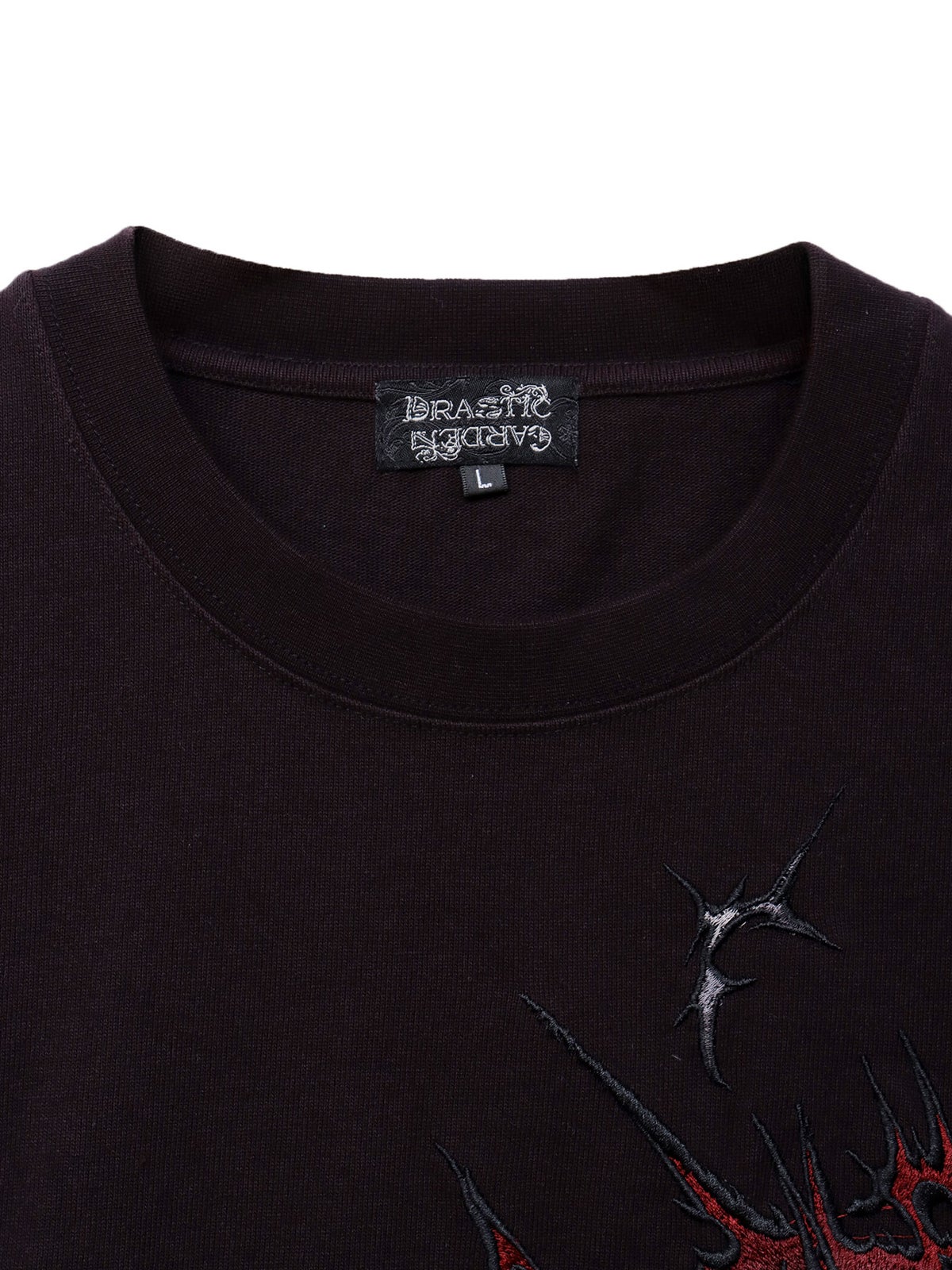 【DRASTIC GARDEN】“稲妻ノ薔薇”総刺繍BIGシルエット段染めTシャツ