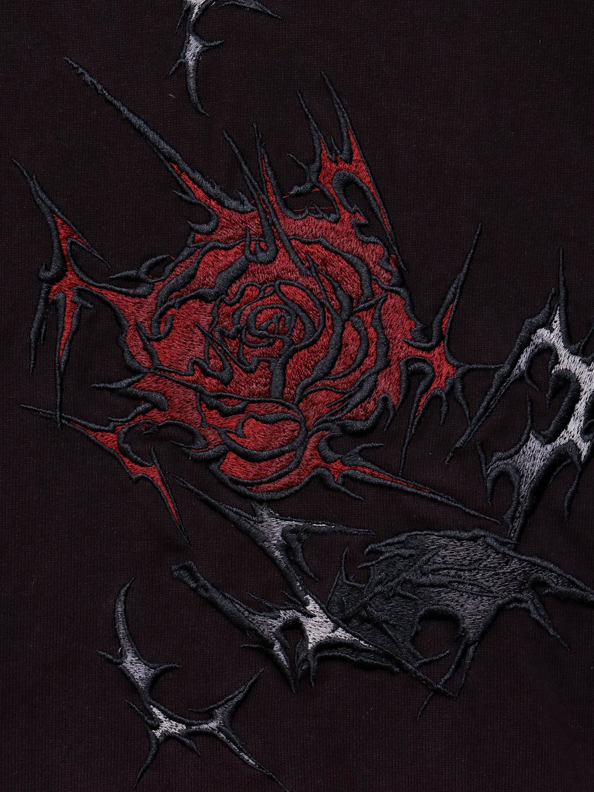 【DRASTIC GARDEN】“稲妻ノ薔薇”総刺繍BIGシルエット段染めTシャツ