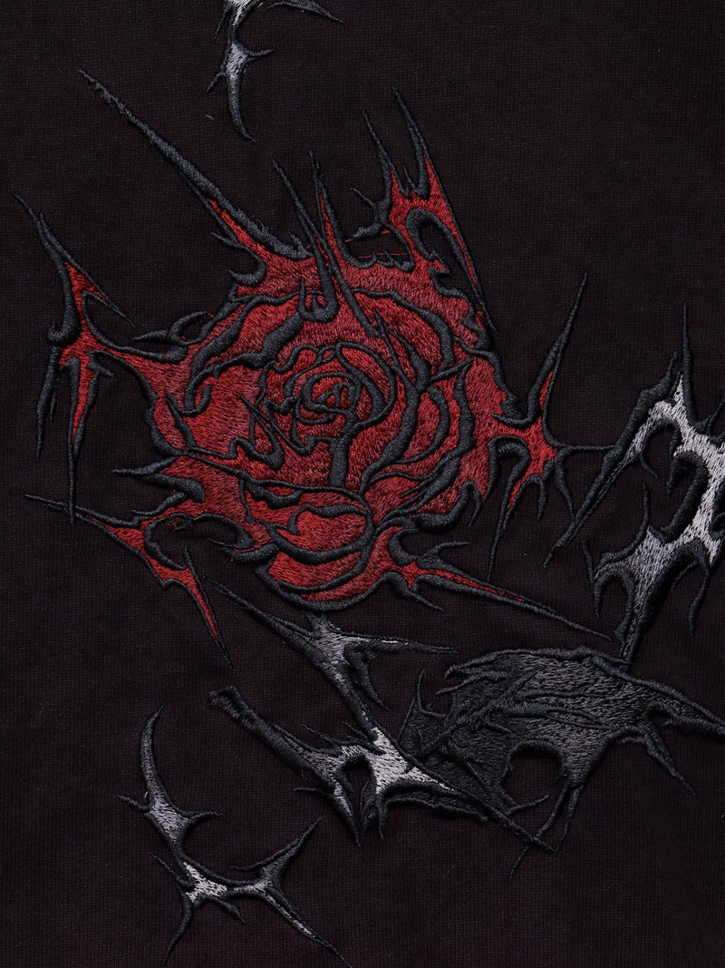 【DRASTIC GARDEN】“稲妻ノ薔薇”総刺繍BIGシルエット段染めTシャツ