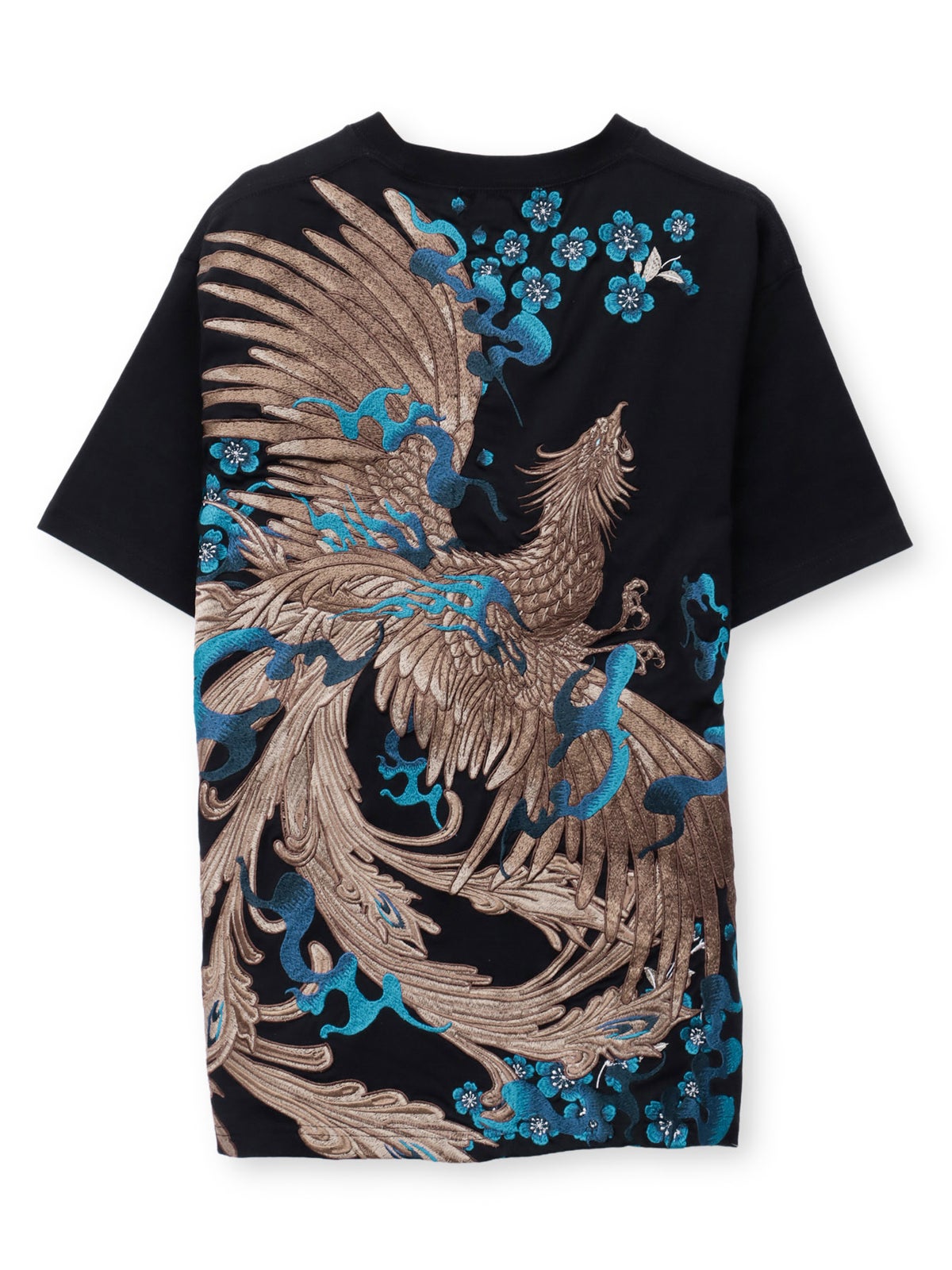 【絡繰魂・頂】“蒼炎”鳳凰刺繍入りTシャツ〔別注〕