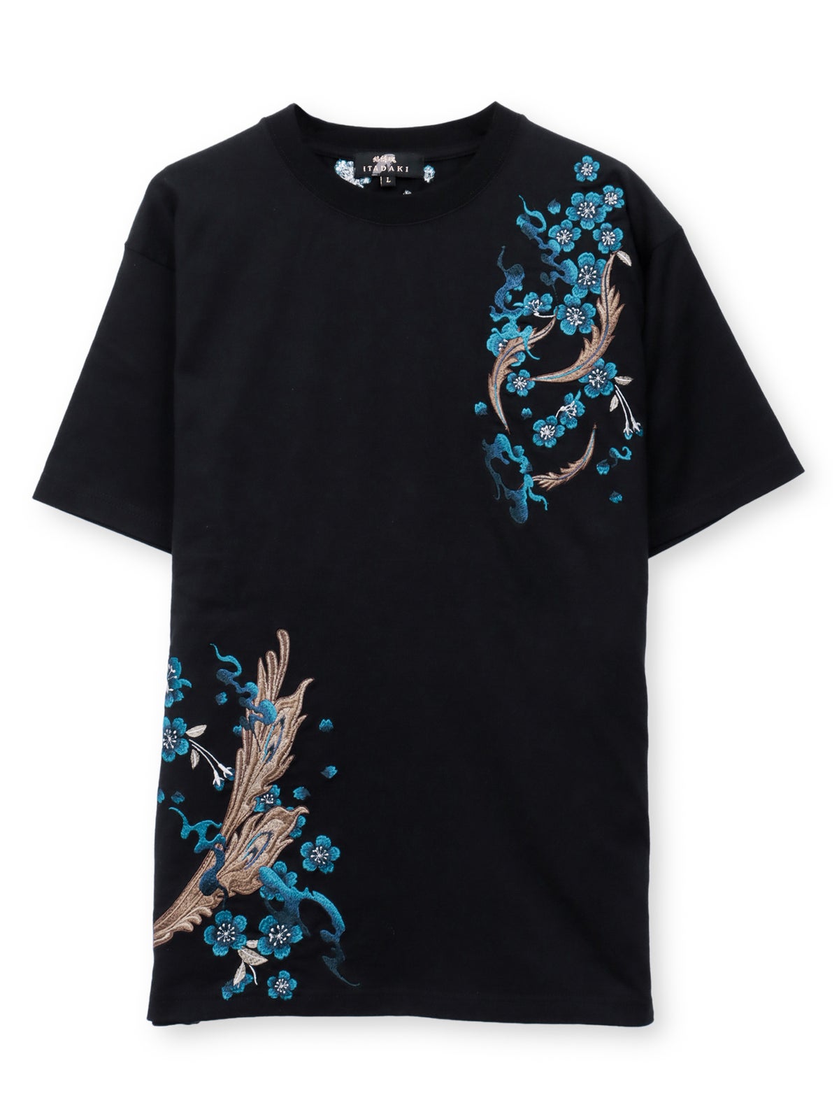 【絡繰魂・頂】“蒼炎”鳳凰刺繍入りTシャツ〔別注〕