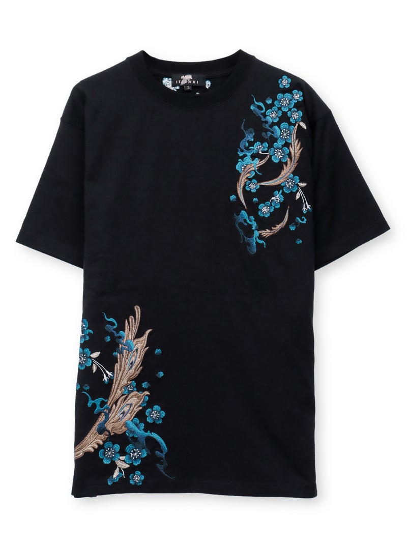 【絡繰魂・頂】“蒼炎”鳳凰刺繍入りTシャツ〔別注〕